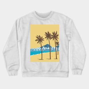 Copacabana beach in Rio de Janeiro Brazil WPA Art Deco Poster Crewneck Sweatshirt